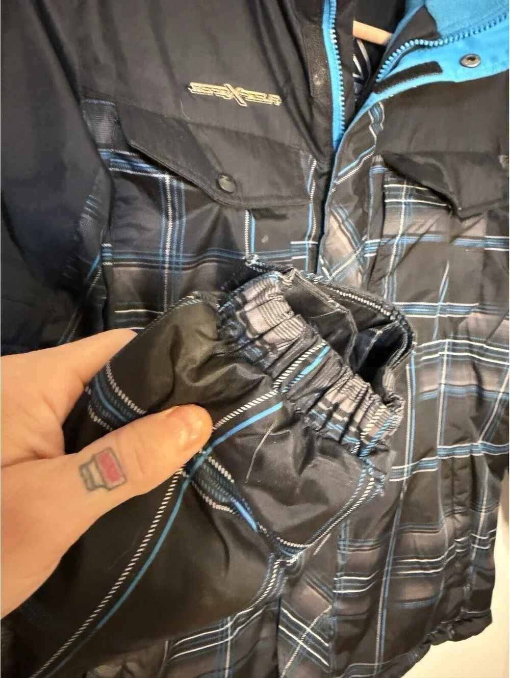 ZeroXposure Boys XL 18/20 Winter Ski Jacket Insulated Heavy Coat EUC Black Plaid